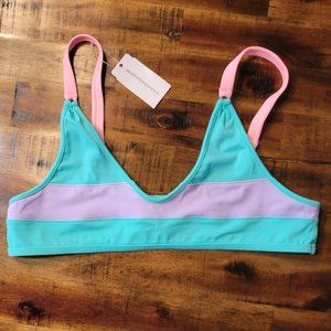 RARE!! Wicked Weasel Shoreline 3554 Crop Bikini Top - BNWT - Medium Teal/Purple